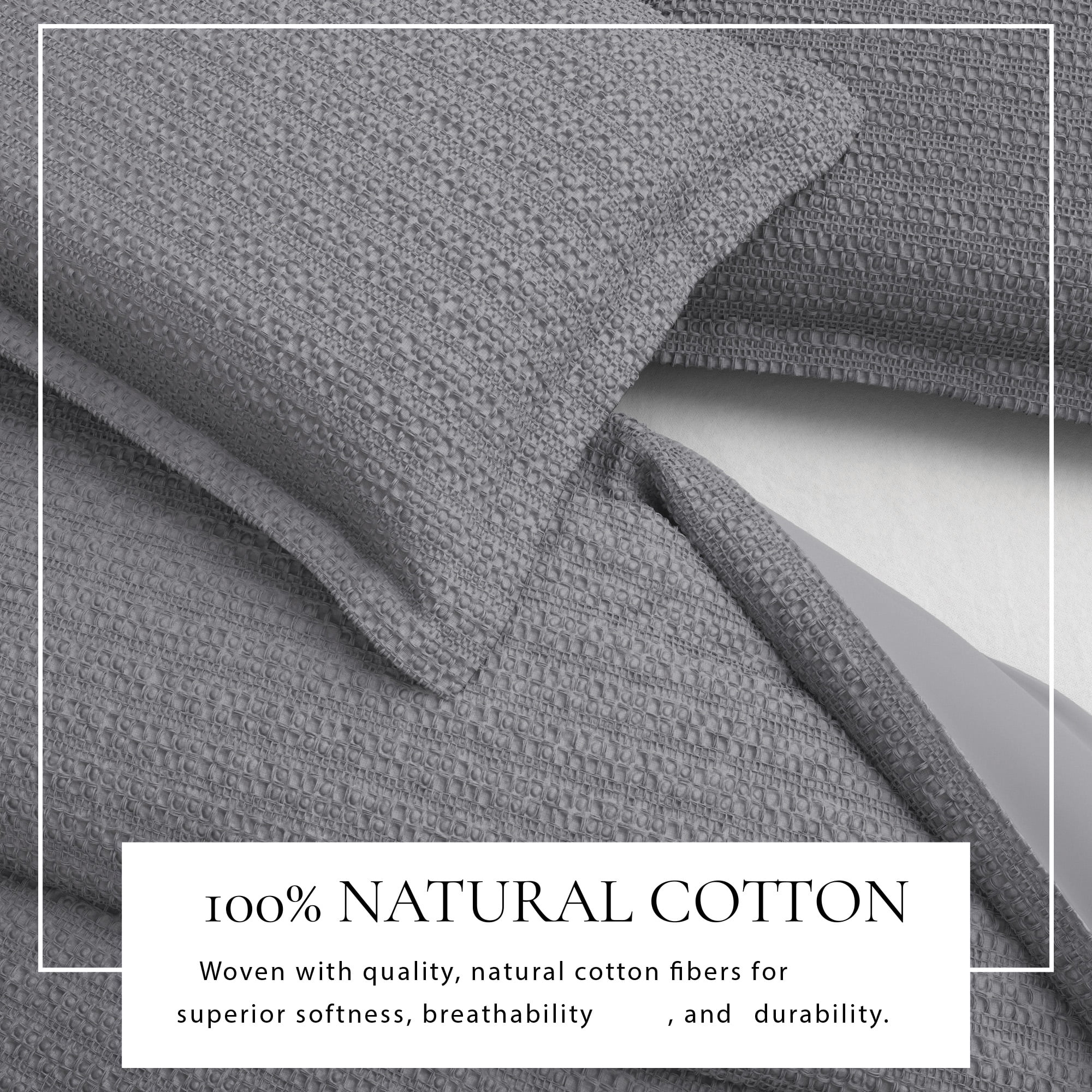 Great Bay Home 3-Piece Duvet Cover Set - 100% Cotton Honeycomb Waffle Full / Queen Size Duvet Set