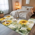 thumbnail image 5 of 8x10 Area Rugs Sunflower Bee Non-Skid Rubber Backing Large Rectangle Rugs - Living Room Bedroom Home Office, Vintage Summer Botanical Farmhouse Indoor Floor Mat Carpets Washable Rug, 5 of 9