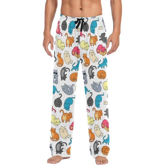 GZHJMY Cat Pajama Pants for Men, Lounge Pants Lightweight Men Pajama Bottoms with Drawstring Pockets, Christmas New Year Birthday Gifts, X-Large