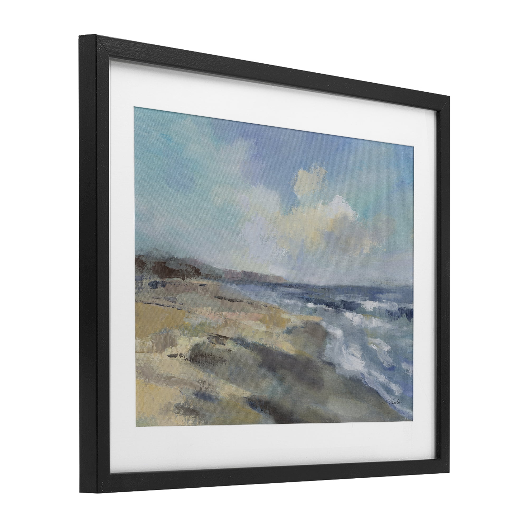 Stupell Industries Serene Morning Beach Waves Black Framed Print Under Glass, design by Silvia Vassileva