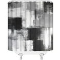 thumbnail image 7 of Black and White Shower Curtain Modern Abstract Brushstroke Contemporary Ombre Painting Art Fabric Polyester Bathroom Curtain with Hooks, 7 of 7