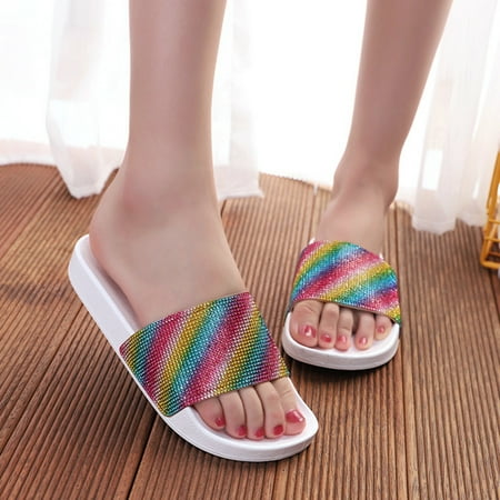 

Aayomet Slippers for Women Indoor And Outdoor Sandals Ladies Bright Color Women Sandals Toilet Slipper Bathroom Simple Shoes White 7