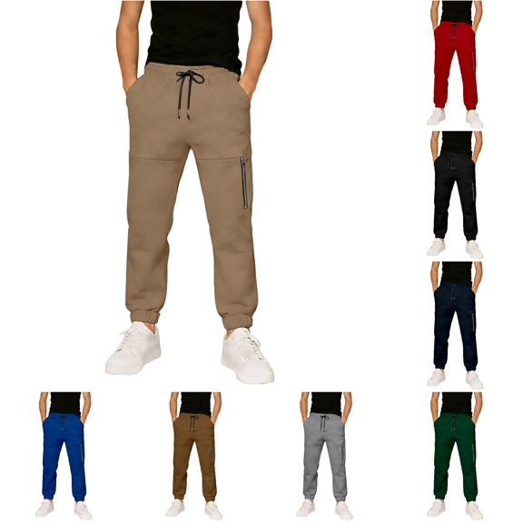 ZXLBBD Boys' Jogger Pants with Zipper Ankle Loose Fit Sports Sweatpants for Kids Comfortable Playwear Versatile Casual Outdoor,Khaki,Size 11 Y-12 Y