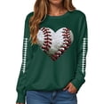 thumbnail image 7 of felwors Baseball Sweatshirt for Womens 2025 Long Sleeve Comfy Baseball Shirts Softball Crewneck Graphic Pullover Top Green, XL, 7 of 7