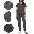 thumbnail image 2 of Yxbdin Scrubs Set for Women Essential Short Sleeve V Neck Medical Nurse Uniform Elastic Waist Jogger Pants Sets Scrubs Workwear Dark Gray L, 2 of 8