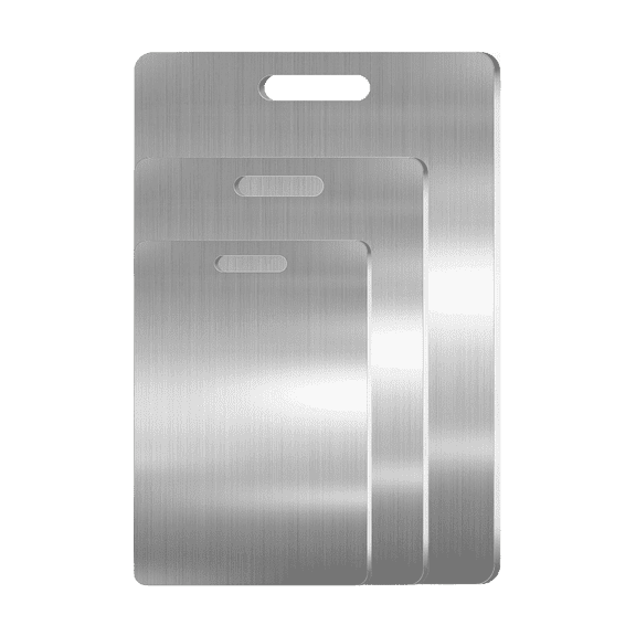 MDHAND 3-Piece Stainless Steel Cutting Board Set, Double-Sided Metal Chopping Boards with Hanging Holes, for Meat Vegetables Fruit