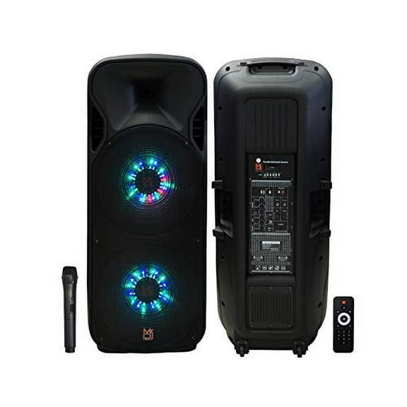 MR DJ Dual 15" 3Way 5000W DJ Active Speaker Powered PA Party BT USB Speaker MIC