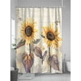 thumbnail image 5 of Yellow Vintage Sunflower Shower Curtain, Country Butterfly Leaf Bathroom Decor Curtains Set with Hooks, Beige Waterproof Fabric Home Accessories， Stall 36 X 72 Inch, 5 of 6