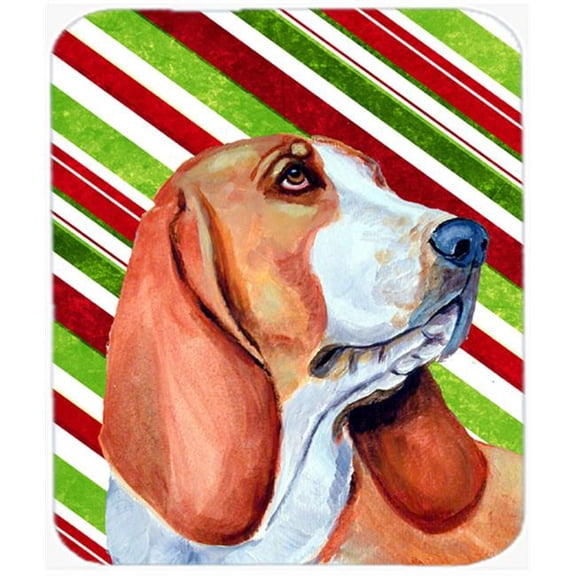 Basset Hound Candy Cane Holiday Christmas Mouse Pad, Hot Pad Or Trivet