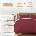 thumbnail image 6 of 3 Piece Pure Red Wine Duvet Cover Set Twin Size, Microfiber Comforter/Quilt Cover with Corner Ties and 2 Pillowcases, Simple Solid Color All Season Soft Bedding with Zipper Closure, 6 of 8