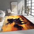 thumbnail image 4 of Washable Area Rug 3 X 5 ft, Lightweight Low-Pile Animals Freedom Horse Printed Area Rug, Kitchen Indoor Non Slip Carpet Floral Brown Orange Print Mat Living Room Bedroom Dining Room, 4 of 7
