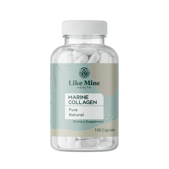Like Mine Marine Collagen 100 Capsules, No Fillers, Pure & Natural, Bioavailable