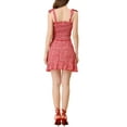 thumbnail image 3 of INSPIRE CHIC Women's Floral Tie-up Smocked Crop Blouse and Wrap Mini Skirt Sets M Red, 3 of 5