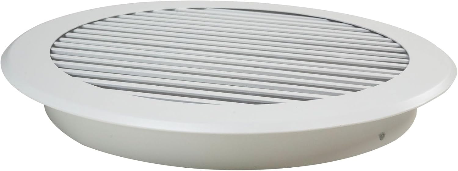 Round Ceiling Diffuser for Bathroom Kitchen Garage Duct Ventilation Use for Ceiling & Walls HVAC White Gable Grille Aluminium Register Circular Outlet Roofing Soffit Vent (6 Inch Neck Size)