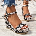 thumbnail image 2 of Bmisegm Women's Summer Fashion Butterfly Flower Print Sandals Fish Mouth Open Toe Thick Bottom Slope Heel Sandals Sandals Women Summer Black 8.5, 2 of 9