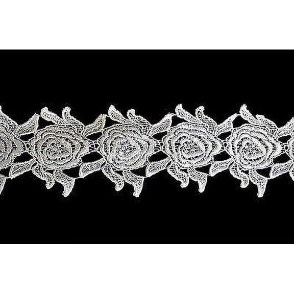 Lily 3" White Black Ivory Roses Flower Guipure Floral Venice Lace Trim by Yard