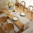thumbnail image 2 of Dalrosia Farmhouse Table Runner Boho Style Linen 72 Inch Long, Handmade Rustic Table Runner with Tassels for Holiday Party Dining Room Kitchen,13“ x 72” Long Dresser Scarf, 2 of 7