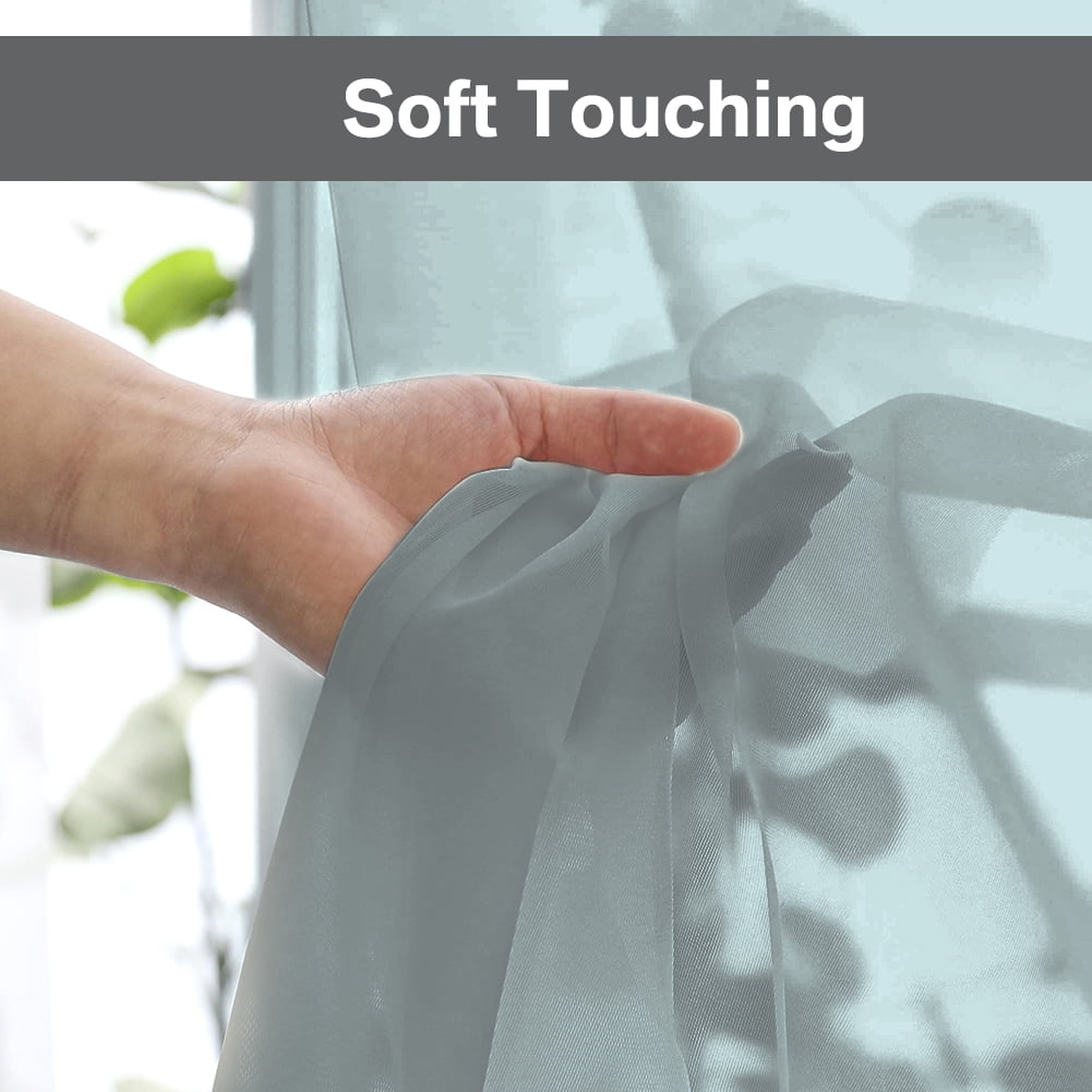 Window Sheer Curtains Yellow Curtains Clear Curtains Basic Rod Pocket Panel for Kitchen Bedroom Children Living Room Yard(55" X 63", Dark Gray)
