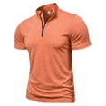 thumbnail image 5 of Ohufall Mens Sport T-shirts Zipper Turndown Collar Tee Breathable Short Sleeve Solid T Shirts, 5 of 6