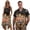 American Polynesia, variant on Polynesian Hibiscus Couple Matching Outfit Men's Button Up Shirt Summer Beach Shirts Workwear and Womens Sleeveless Dress Irregular Hem Hawaiian Vacation Sundress