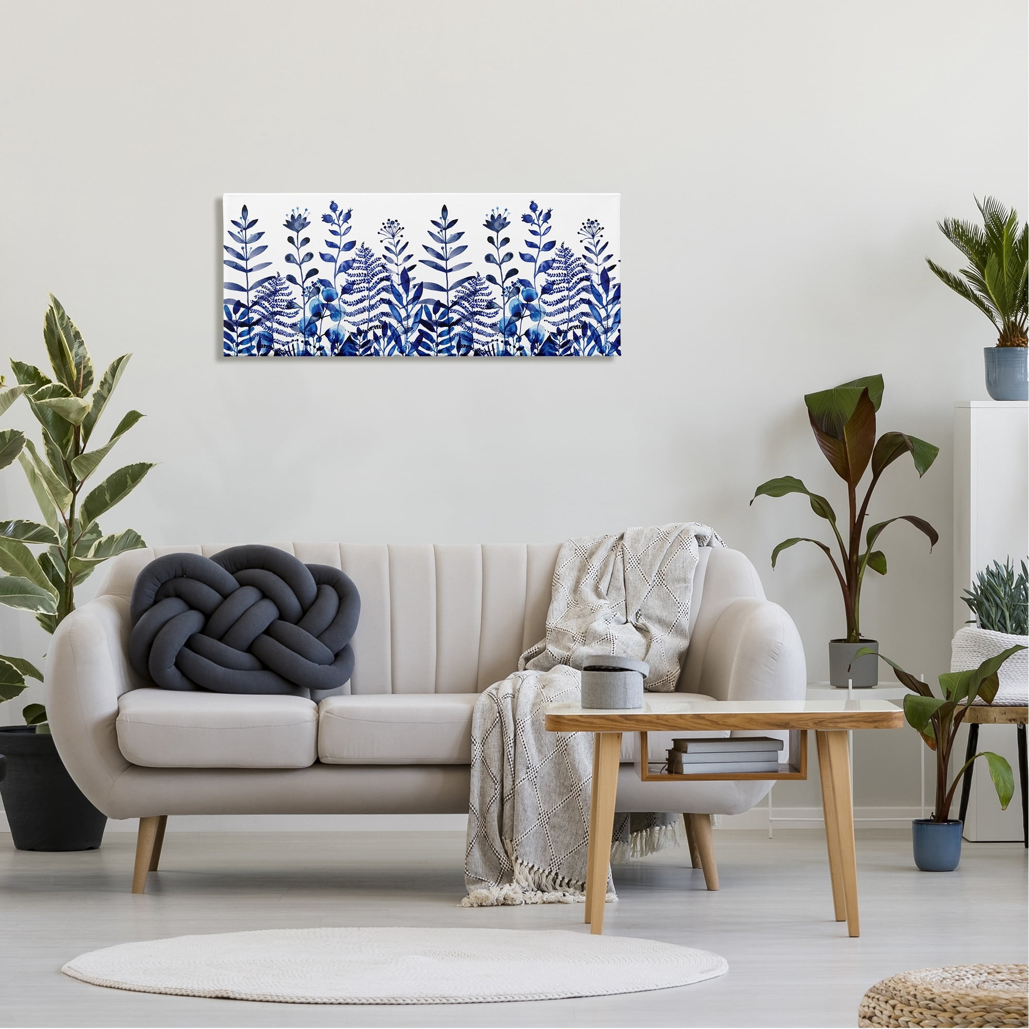 Stupell Industries Blue Sprouting Botanical Herbs Botanical & Floral Painting Gallery Wrapped Canvas Print Wall Art