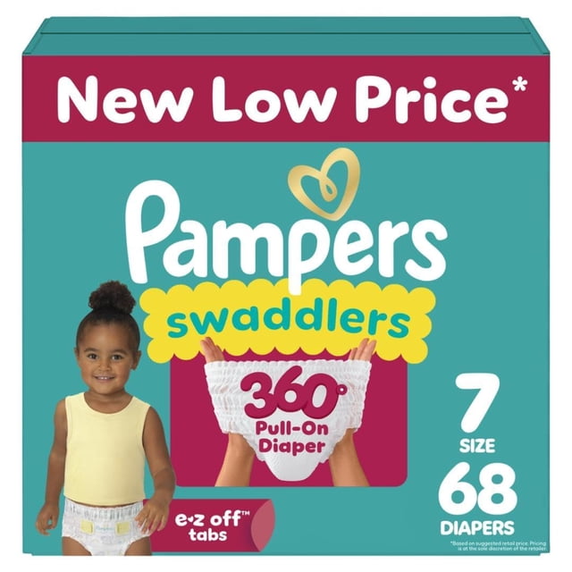 Pañales Pampers Swaddlers 360 para poner y quitar Talla 7 Paquete con 68