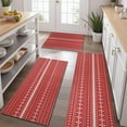 thumbnail image 2 of Red Christmas Pattern Kitchen Rugs Sets Of 3,Kitchen Runner Rugs Non Skid Washable,Decorative Kitchen Floor Mats for Kitchen,Sink,Laundry,17"x30"+ 17"x47" + 17"x59", 2 of 6