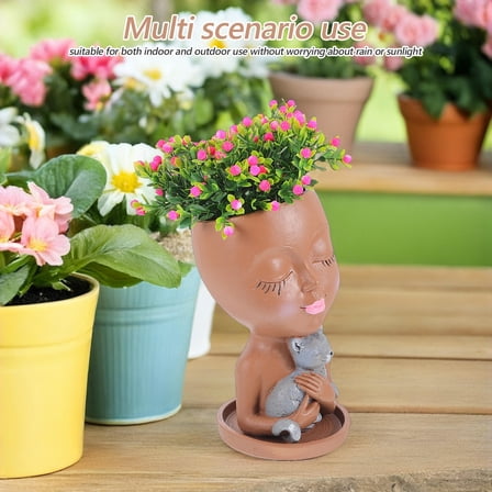 AURARMLET Resin Flower Pot Face Pot Brown For Succulent Planter 1Pcs