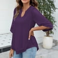 thumbnail image 4 of HAPIMO Rollbacks Womens Summer Tops Boho Print Chiffon Casual Comfy Pullover Tops Teen Grils Fashion Clothes V-Neck Tee Shirt Short Sleeve Shirts for Women Purple S, 4 of 8