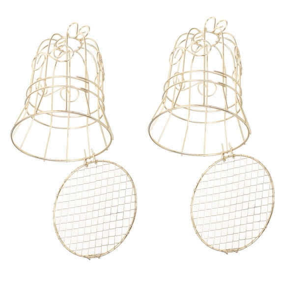 OATIPHO 2Pcs Golden Decorative Bird Feeder Cage Bird Feeder for Yard and Outdoor Use