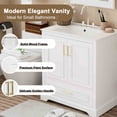 thumbnail image 3 of viswild 30" Bathroom Vanity with Ceramic Sink, Soft Close Doors, Freestanding Storage Cabinet, Solid Wood Frame, 1 Drawer & 2 Shelves, White, 3 of 14