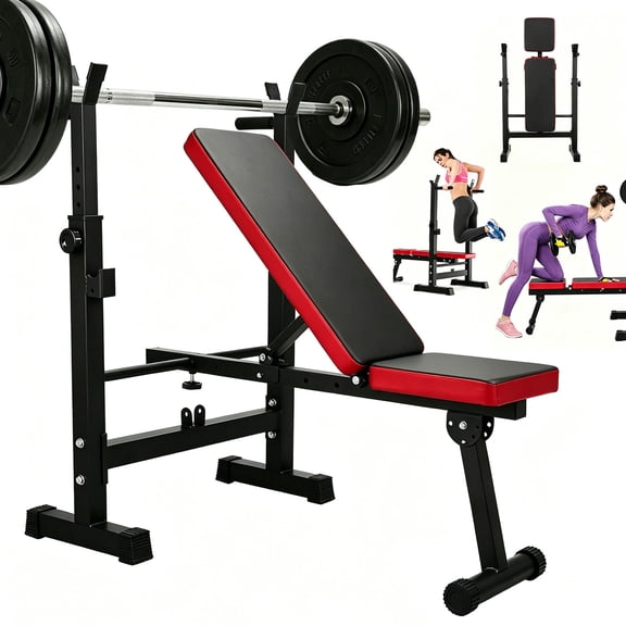 Gijjgole Adjustable Weight Bench for Home Gym, Foldable Bench Press with Pull-up, Adjustable Flat Incline Decline for Full Body Workout