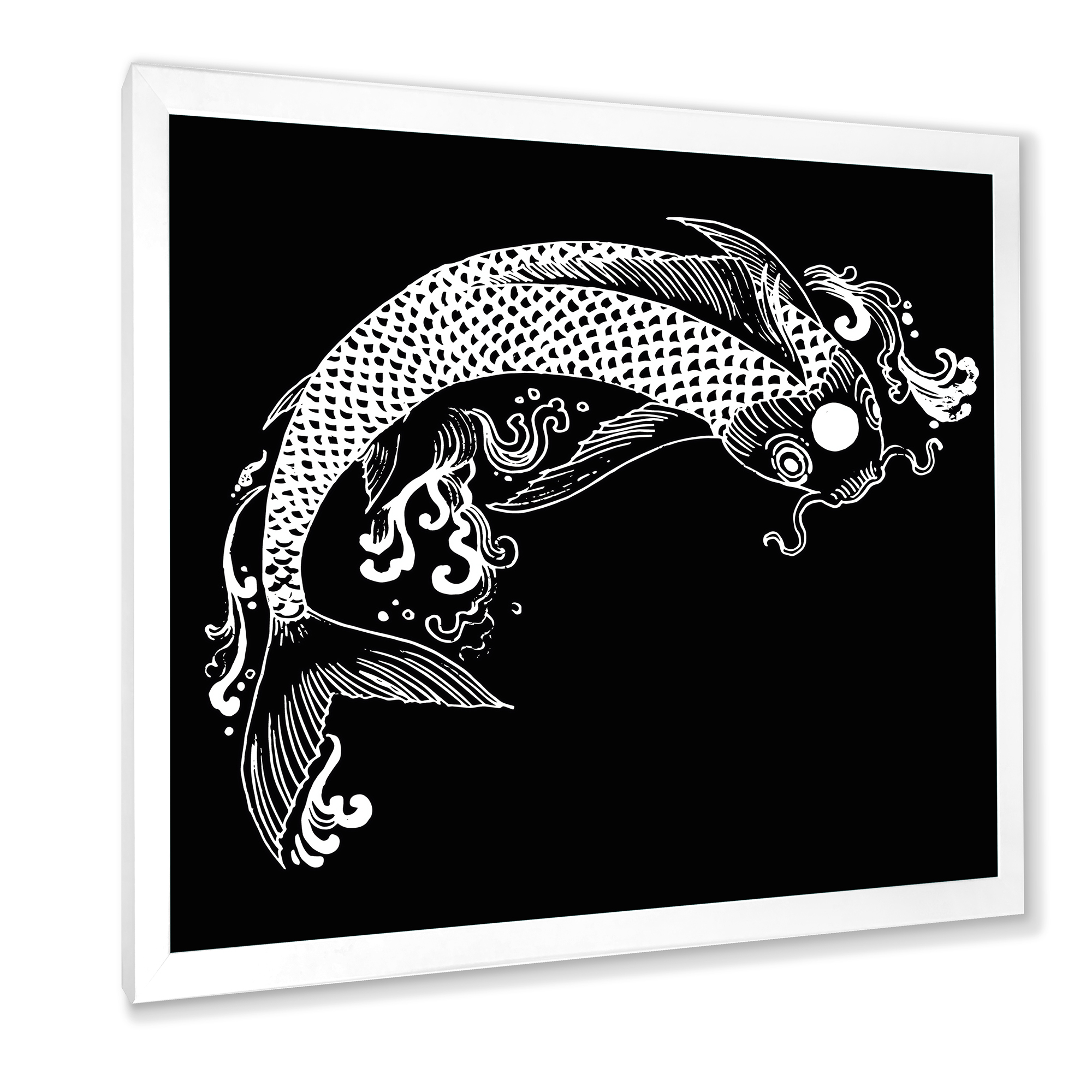 Designart 'Chinoiserie With Koi Fish I' Traditional Framed Art Print