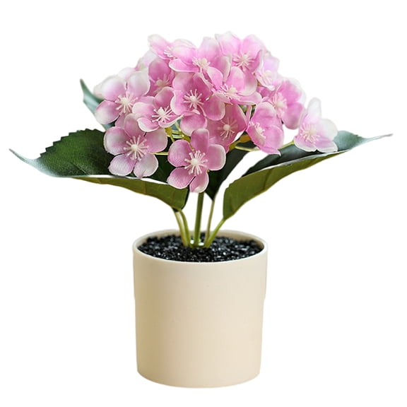 Simulation hydrangea bonsai silk flower simulation green plant indoor decoration artificial plant potted plant - Light pink