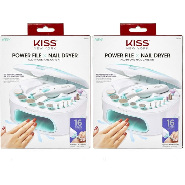 Kit de cuidado de uñas KISS Power File X Nail Dryer 2464N (paquete de 2)