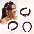 thumbnail image 3 of Unique Bargains Fluffy Fuzzy Headband Solid Color Hair Band for Women Faux Pearl Hair Bands Fuzzy Hair Hoop Wine Red, 3 of 7