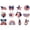 Red, variant on 12Pcs Patriotic Decorative Wooden Signs, American Flag Heart Star Gnome Wood Cutouts for Independence Day, 4th of July, Memorial Day, Labor Day, Veterans Day, Home Office Decor - Rustic USA Themed Wo