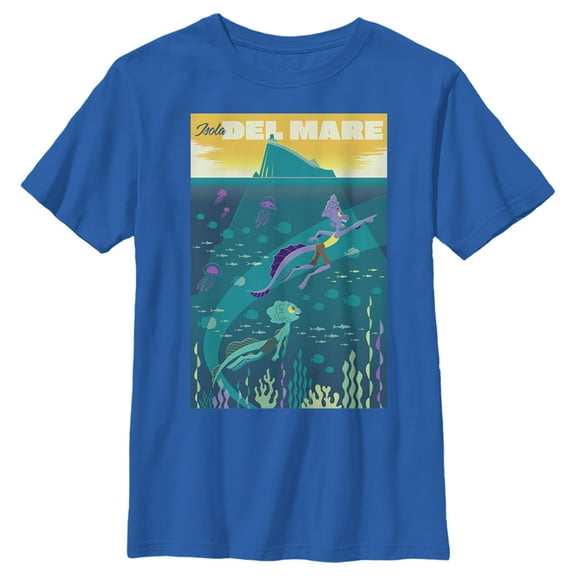 Boy's Luca Isola Del Mare Poster  Graphic Tee Royal Blue Medium