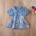 thumbnail image 3 of Faithtur Robe en Denim Florale pour Fille, Nœud Papillon, Robe d'Été, 0-4 Ans, 3 of 6