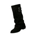 thumbnail image 2 of Willtoo Women Slouchy Knee High Boots Casual Round Toe Pull On Riding Biker Boots Fold Over Chunky Low Heel Platform Boot Double Buckle Soft Upper Shoes, 2 of 5