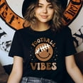 thumbnail image 3 of Football Vibes Smiley Face Retro T-Shirt | Cute Game Day Shirt for Women, Dark Heather, Size L, 3 of 6