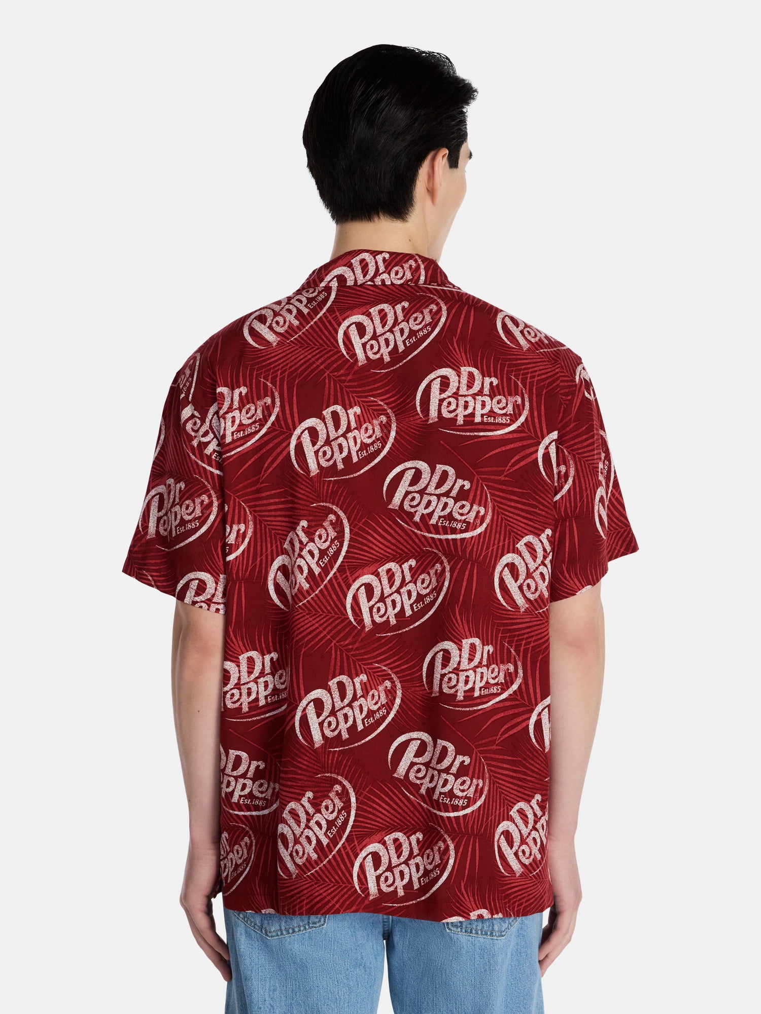 Dr Pepper Men's and Big Men's Graphic Woven Resort Shirt, Sizes S-2XL