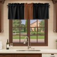 thumbnail image 6 of Black Brown Curtain Valances for Windows, Kitchen Valance Window Treatments Panel 2 Pack, Contemporary Boho Modern Art Rod Pocket Short Curtains for Bathroom Bedroom 60 x 18 Inch, 6 of 8