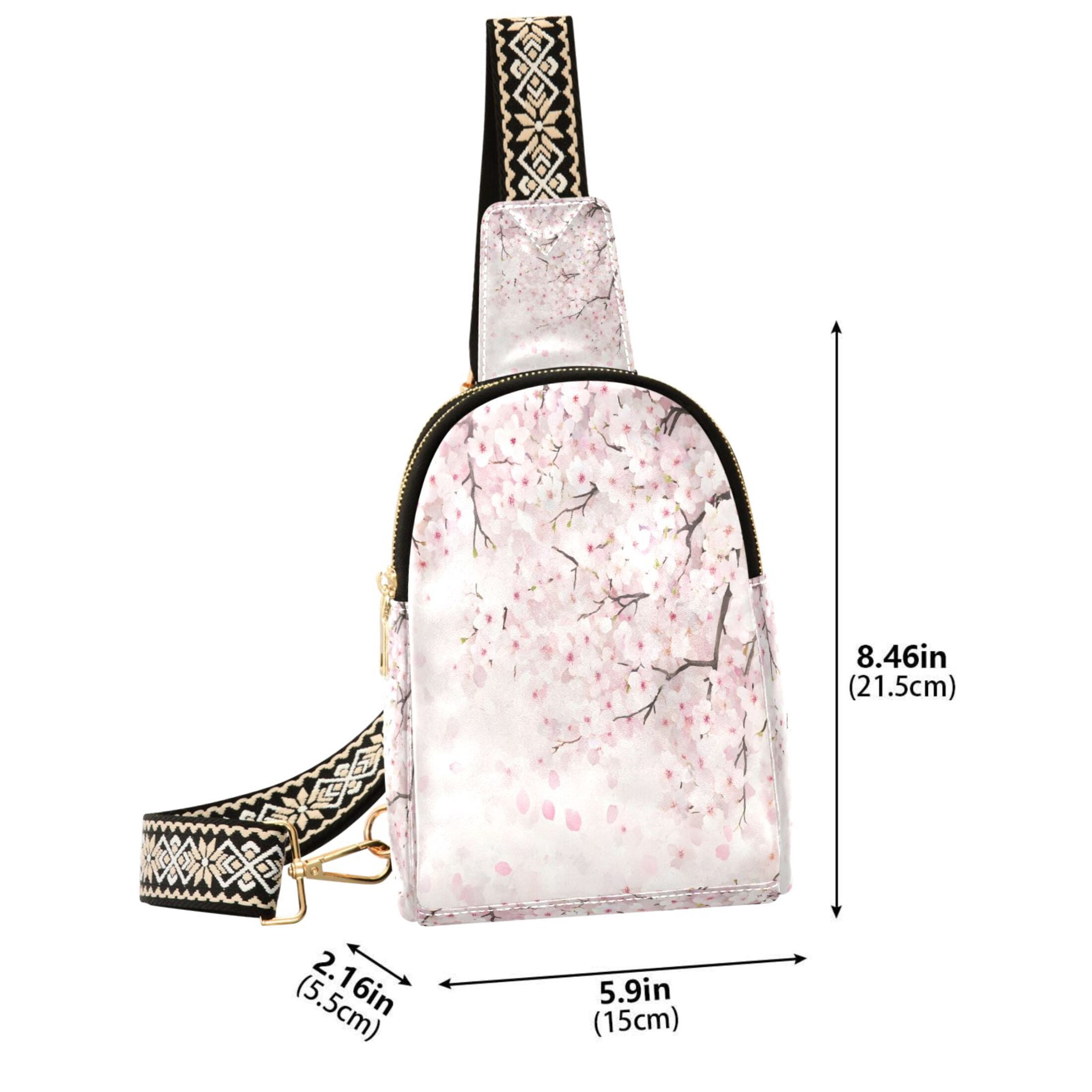 ALAZA Cherry Blossom Sling Bag for Women Men Waterproof Crossbody Chest Bags