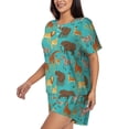 thumbnail image 2 of Wukai Cute Animals Women's Pajama Set,Short-Sleeve Top and Shorts with Elastic Waistband and Pockets for Loungewear, Yoga, and Casual Wear-Medium, 2 of 8