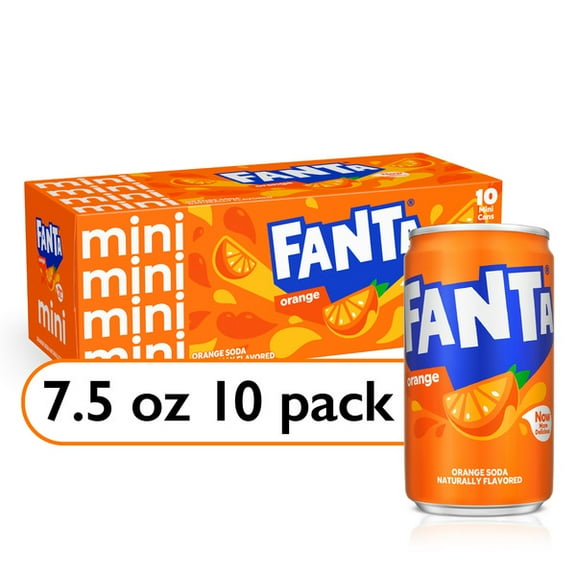 Fanta Orange Soda Fridge Pack Mini Cans, 7.5 fl oz, 10 Pack