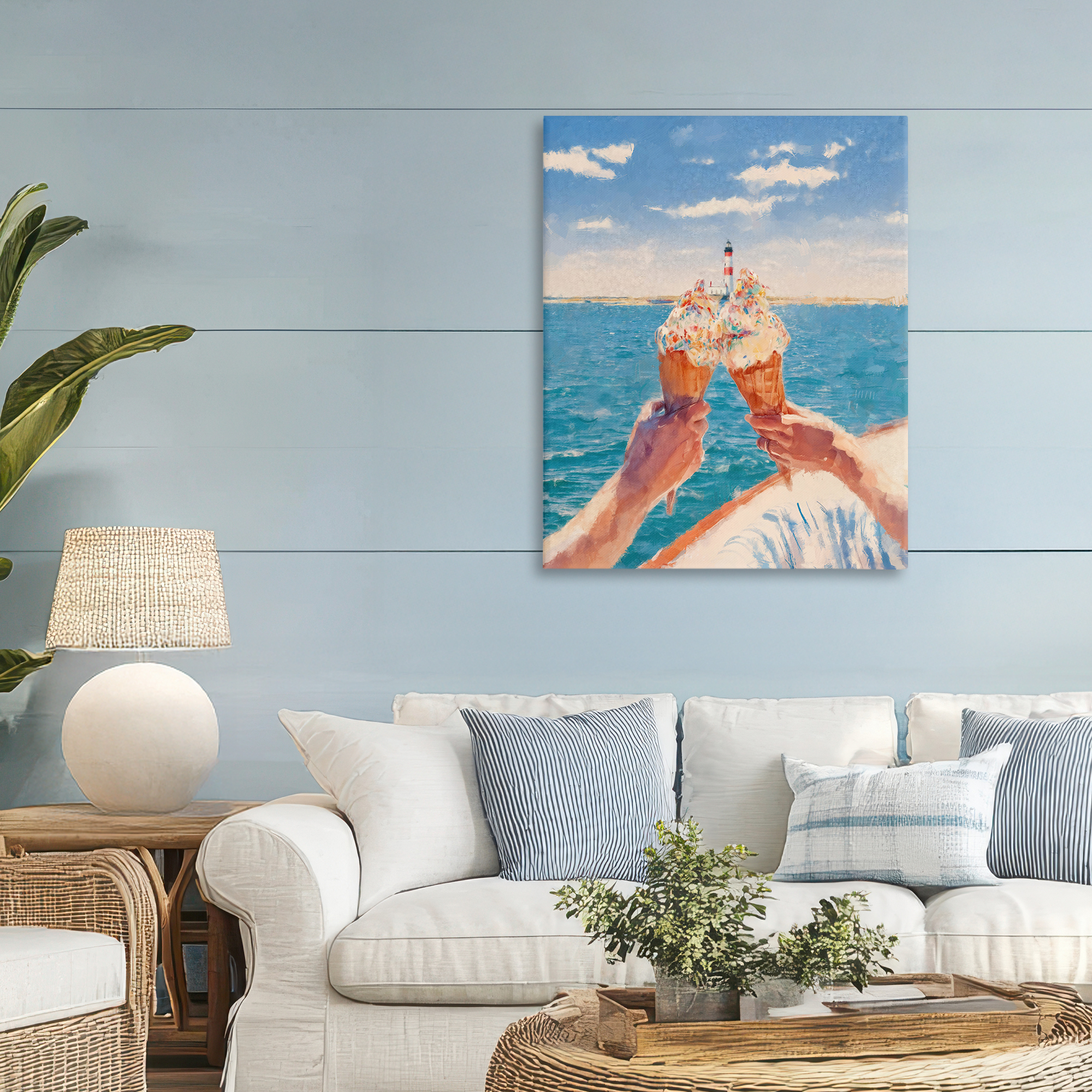 Ice Cream Cheers on Boat Canvas Wall Art, design by Ziwei Li