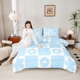 thumbnail image 4 of Homewish Vintage Flowers 3 Pieces Queen Comforter Set for Teens Boys Girls,Retro Floral Ultra Soft Bedding Sets,Geometric Plaid Grid Bedding Comforter Set,Super Cozy Room Decor,Reversible, 4 of 8