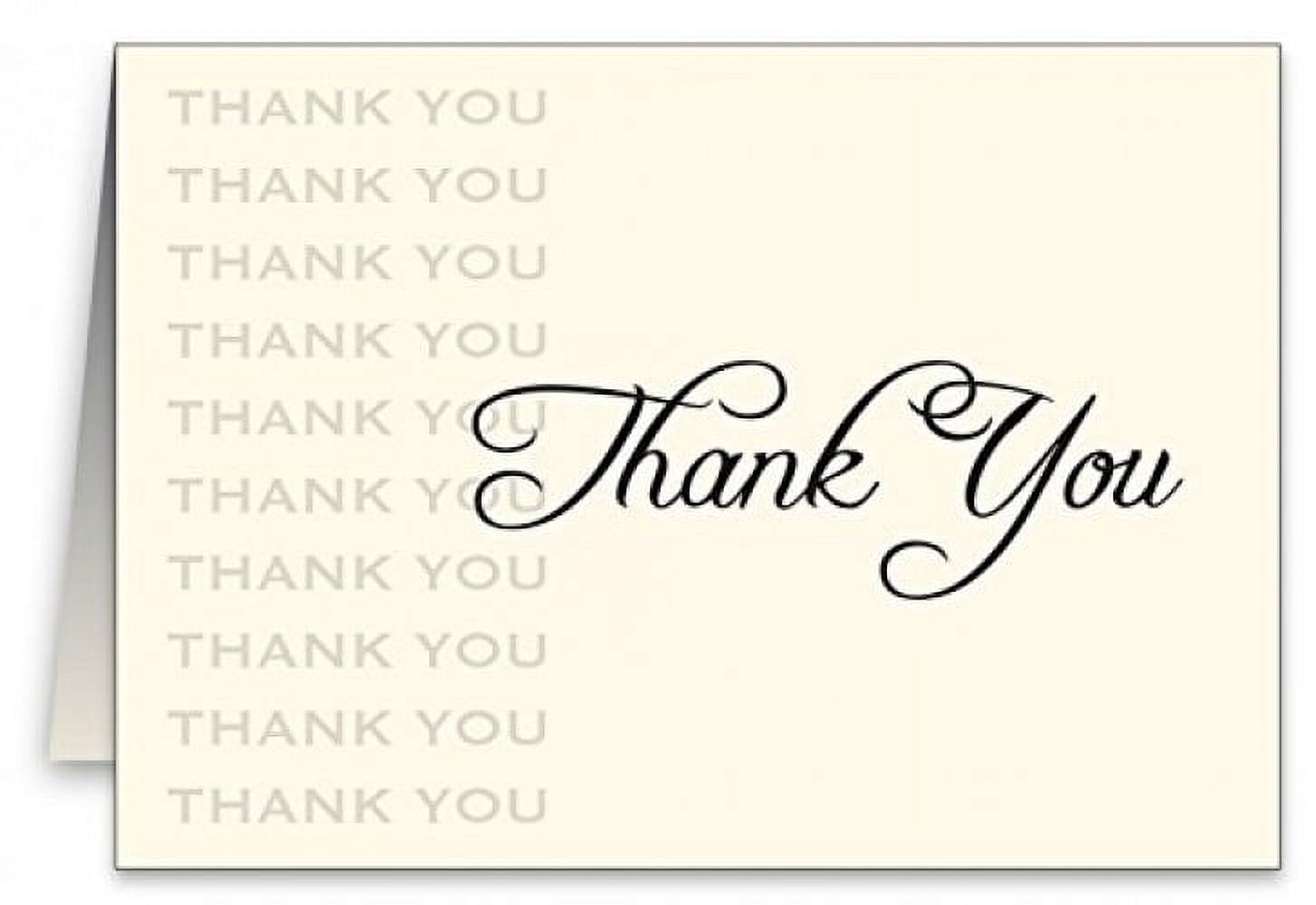 Thank You Greeting Cards and Envelopes - Cream - 4.5" x 6" When Folded - Pack of 25