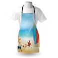 thumbnail image 3 of Seashells Apron Holiday Theme Sunglasses Beach Summer Surfboard Daytime Sunny Starfish Seashells, Unisex Kitchen Bib Apron with Adjustable Neck for Cooking Baking Gardening, Multicolor, by Ambesonne, 3 of 3